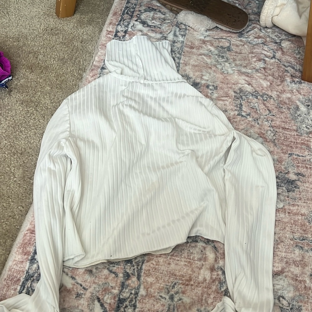 white fold over turtle neck